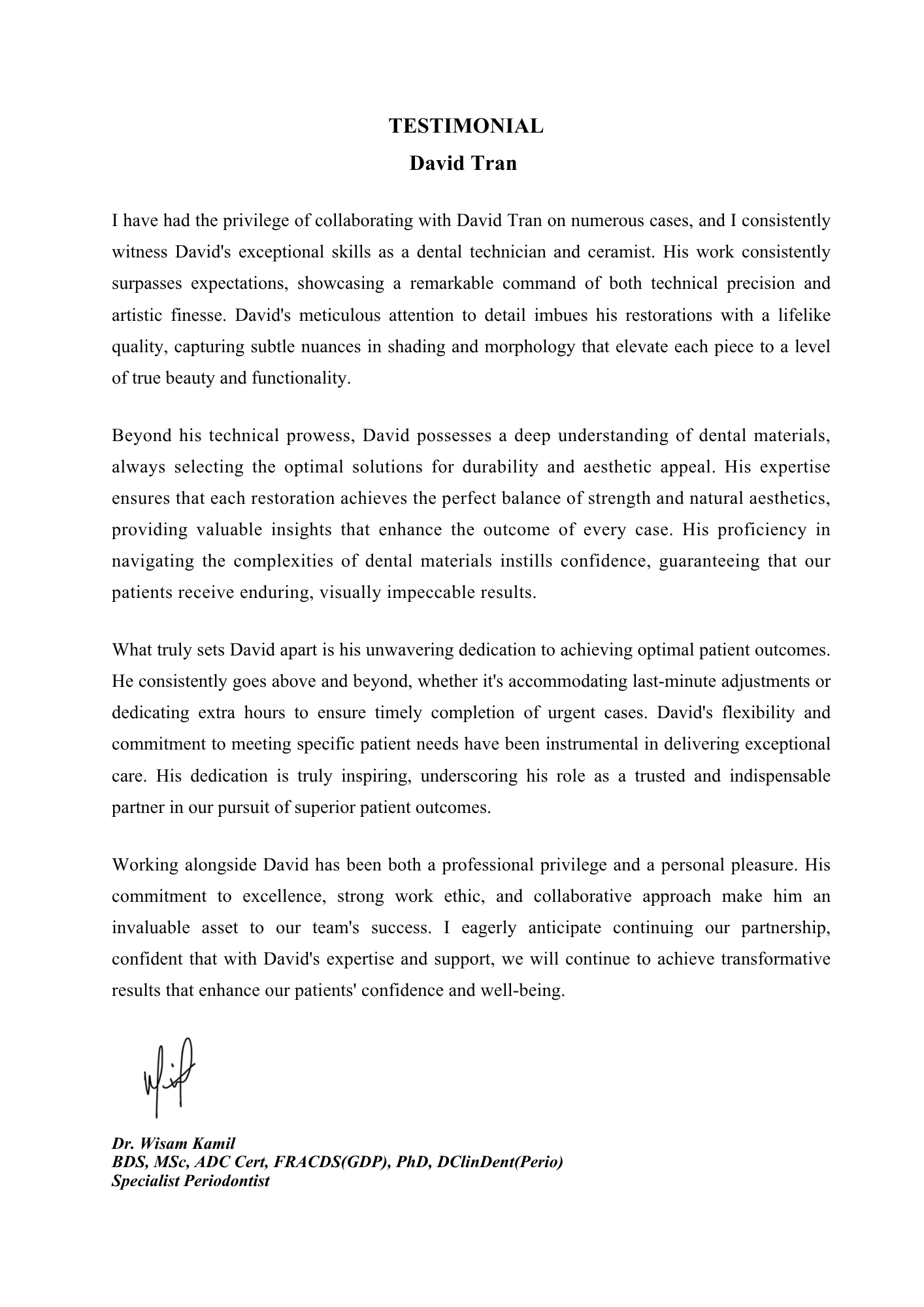 Periodontist - Dr Wisam Kamil